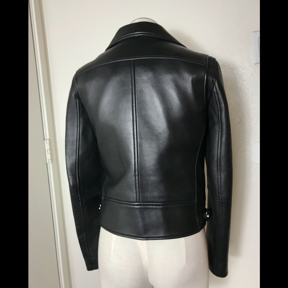 Coach Brown Sheepskin Leather Moto Jacket - image 3